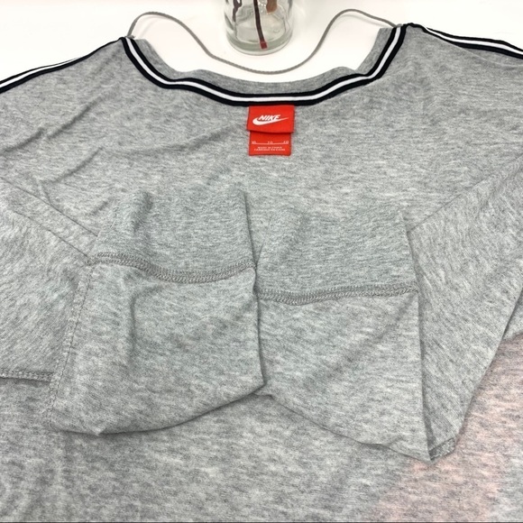 Nike Relaxed Fit Big Swish Logo Long Sleeve Shirt Size XL Gray Orange Scoop Neck - Picture 14 of 16
